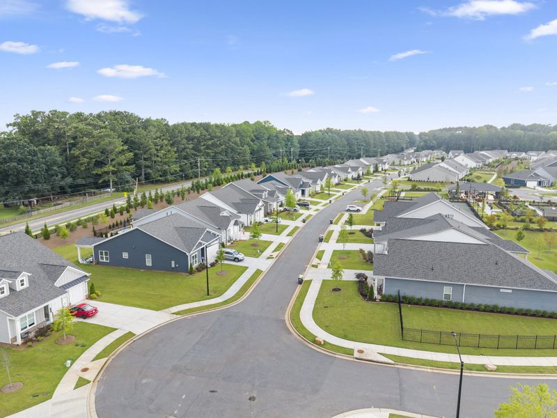 Aerial view of the The Reserve at Bells Ferry community in Kennesaw, GA, showing layout and nearby surroundings (Image 17).