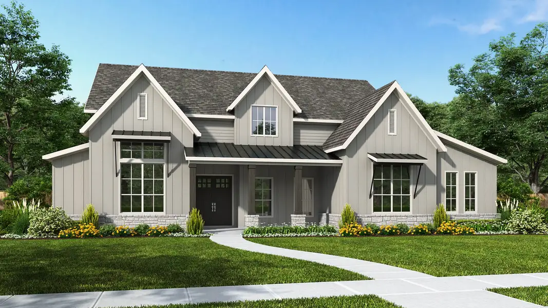 Front exterior of a home in the Vintage Oaks at the Vineyard 1 Acre community, located in New Braunfels, TX (Image 3). Front exterior of a home in the Vintage Oaks at the Vineyard 1 Acre community, located in New Braunfels, TX (Image 3).