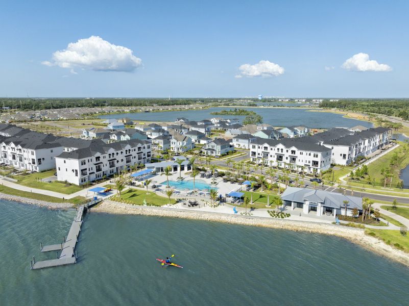 Aerial view of the Emerald Landing at Waterside at Lakewood Ranch – Lake Series community in Sarasota, FL, showing layout and nearby surroundings (Image 8).