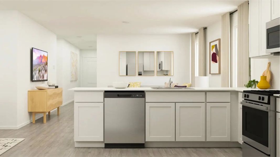 Furnished interior in a model home at Travis Heights: Watermill in Sherman (Image 9).