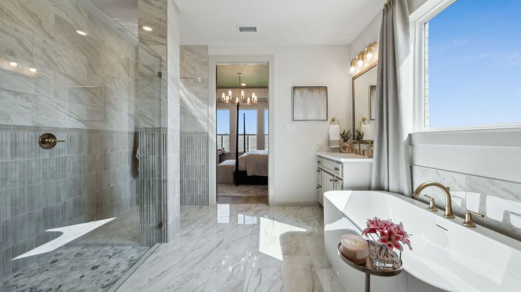 Furnished interior in a model home at Painted Tree - Woodland West in McKinney (Image 37).