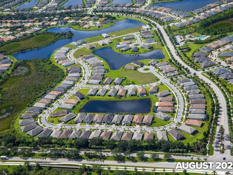 Aerial view of the Lake Park at Tradition community in Port St. Lucie, FL, showing layout and nearby surroundings (Image 12).