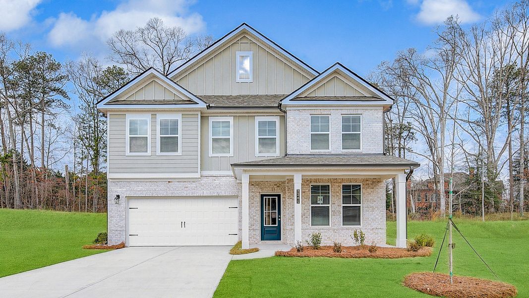 Front exterior of a home in the The Broadwell community, located in Fairburn, GA (Image 1). Front exterior of a home in the The Broadwell community, located in Fairburn, GA (Image 1).
