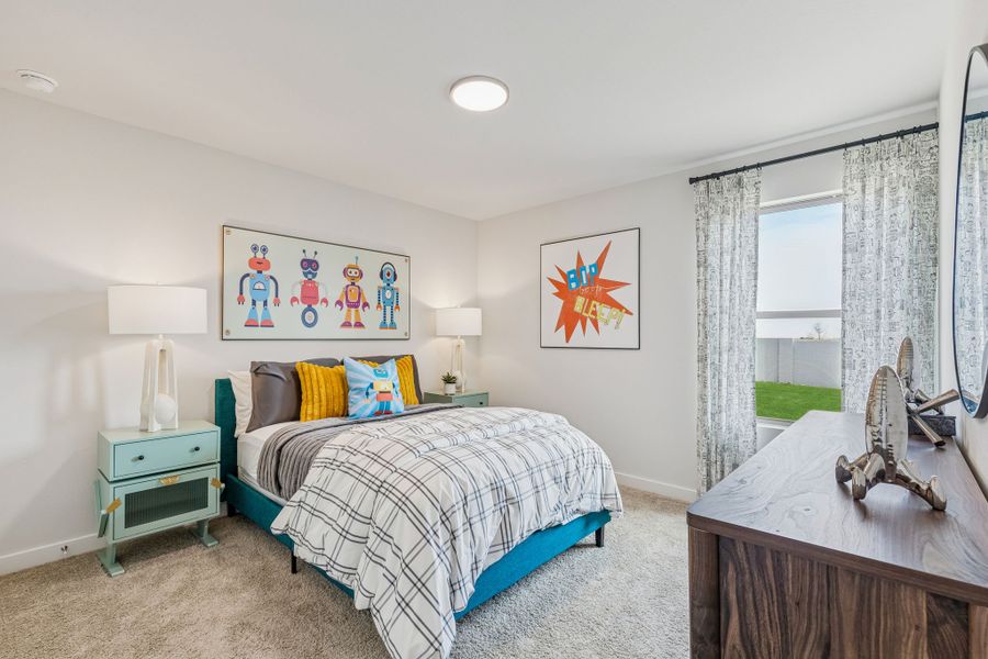 Bedroom in a Terra Vella Hayden Model Home in Fort Worth TX by Trophy Signature Homes