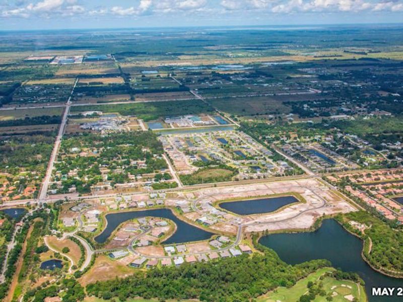 Aerial view of the Bent Pine Preserve community in Vero Beach, FL, showing layout and nearby surroundings (Image 29).