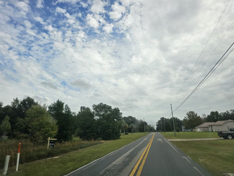 Charming rural road with lush greenery and quaint homes in Inverness by Maronda Homes (Inverness, FL).