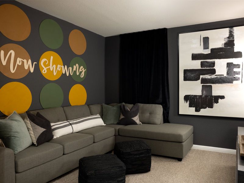 Watch a movie or play a game in this cozy game room.