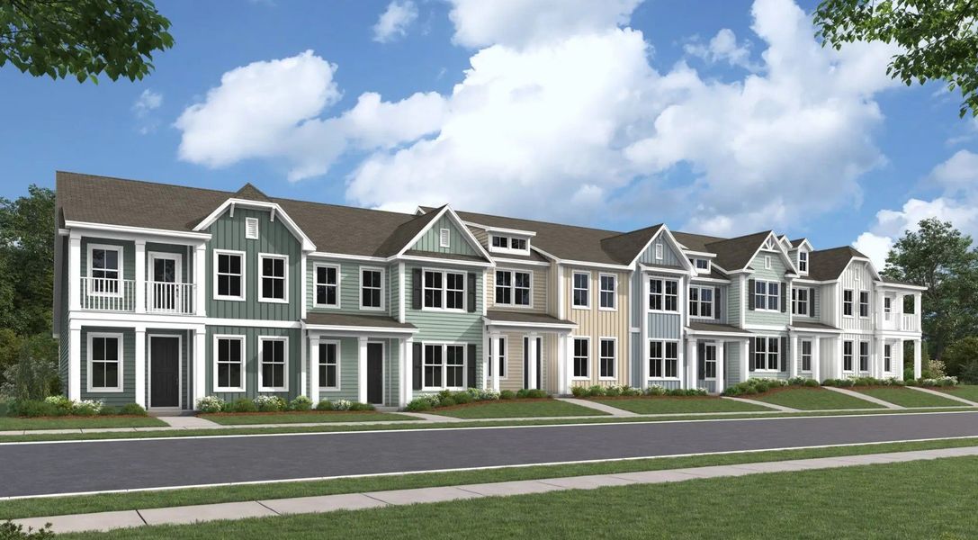 Front exterior of a home in the The Settlement Townhomes community, located in Simpsonville, SC (Image 3).