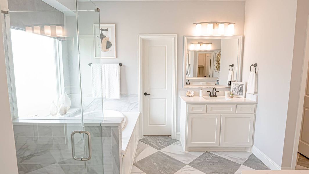 Furnished interior in a model home at High Country in Burleson (Image 5).