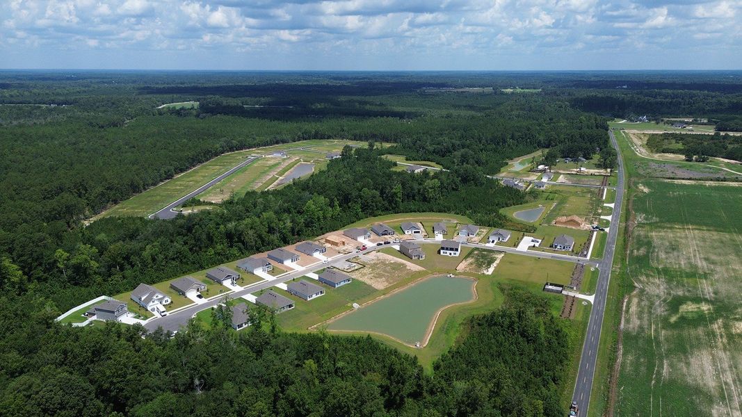 Aerial view of the Pinewood Estates community in Conway, SC, showing layout and nearby surroundings (Image 10).