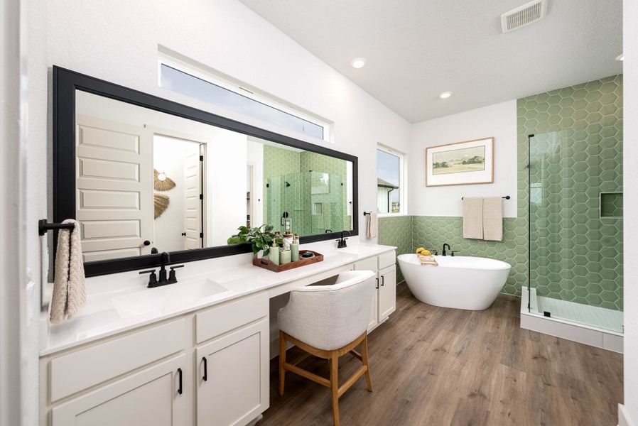 Furnished interior in a model home at Weltner Farms 60’s in New Braunfels (Image 29).