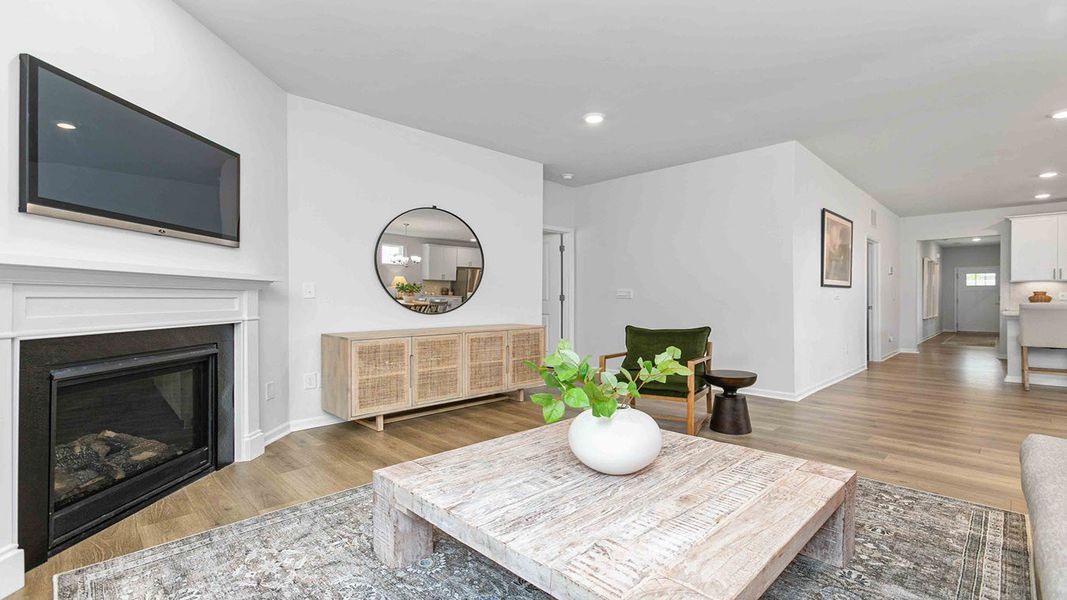 Furnished interior in a model home at The Villas at Kinsley in Jamestown (Image 23).