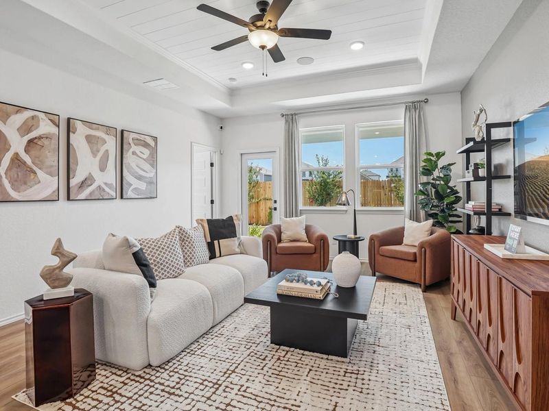 Furnished interior in a model home at Fairway Crossing in Converse (Image 4).