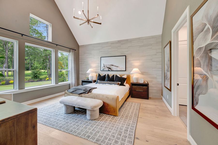 Furnished interior in a model home at The Highlands Encore - Harbor Collection in Porter (Image 32). Furnished interior in a model home at The Highlands Encore - Harbor Collection in Porter (Image 32).