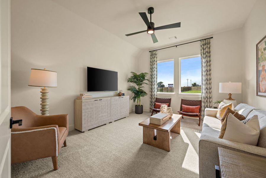 Furnished interior in a model home at Settlers Glen in New Fairview (Image 31). Furnished interior in a model home at Settlers Glen in New Fairview (Image 31).