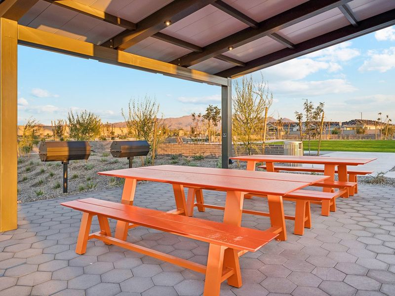 A group of tables outside. A group of tables outside.