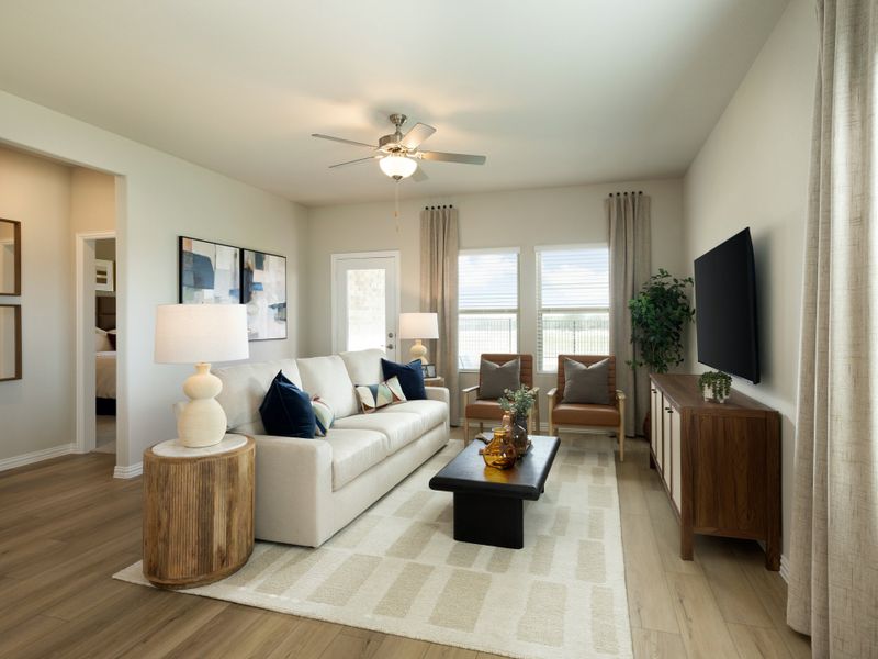 Furnished interior in a model home at Parks at Foster Crossing - Spring Series in Anna (Image 7). Furnished interior in a model home at Parks at Foster Crossing - Spring Series in Anna (Image 7).