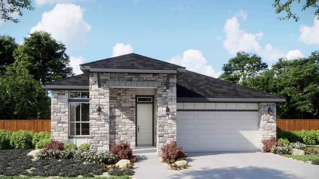 Front exterior of a home in the Persimmon community, located in Buda, TX (Image 2). Front exterior of a home in the Persimmon community, located in Buda, TX (Image 2).