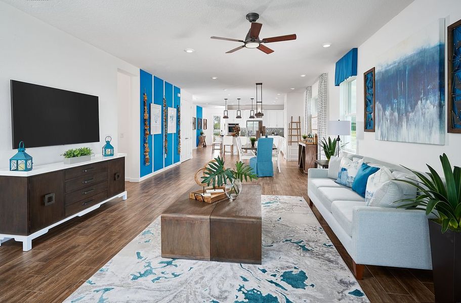 Furnished interior in a model home at Highfield at Twisted Oaks in Wildwood (Image 55).