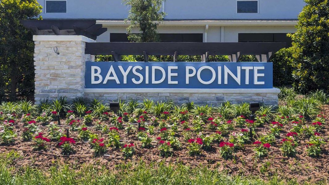 Entrance to the Bayside Pointe community in Clearwater, FL, featuring signage and landscaping (Image 1). Entrance to the Bayside Pointe community in Clearwater, FL, featuring signage and landscaping (Image 1).