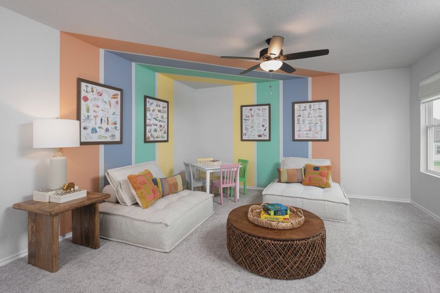 Furnished interior in a model home at Cordova Trails in Seguin (Image 9).