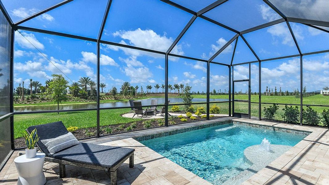 Furnished interior in a model home at Cassia at Skye Ranch in Sarasota (Image 58).