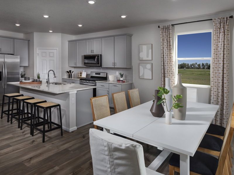 Furnished interior in a model home at Buffalo Highlands: The Flora Collection in Commerce City (Image 5). Furnished interior in a model home at Buffalo Highlands: The Flora Collection in Commerce City (Image 5).