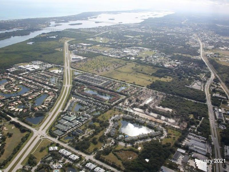 Aerial view of the Lucaya Pointe community in Vero Beach, FL, showing layout and nearby surroundings (Image 23).
