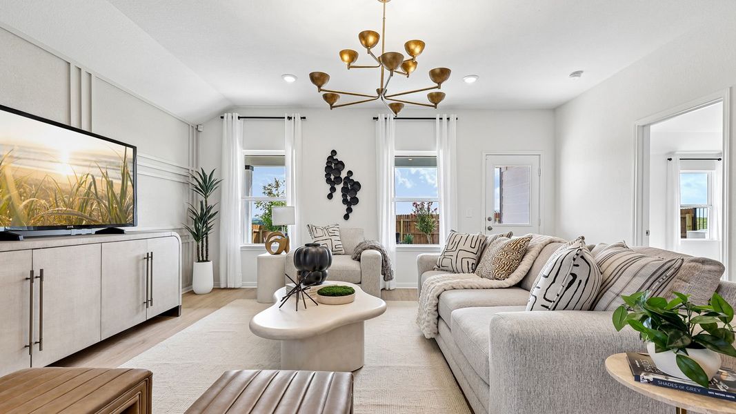 Furnished interior in a model home at Revelry in Del Valle (Image 10). Furnished interior in a model home at Revelry in Del Valle (Image 10).