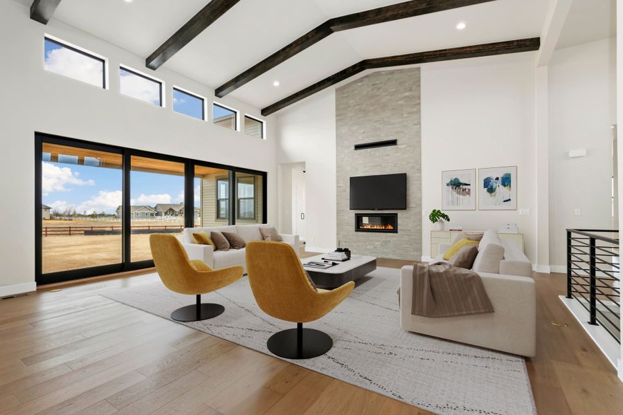 Furnished interior in a model home at Acadia at RainDance in Windsor (Image 3).