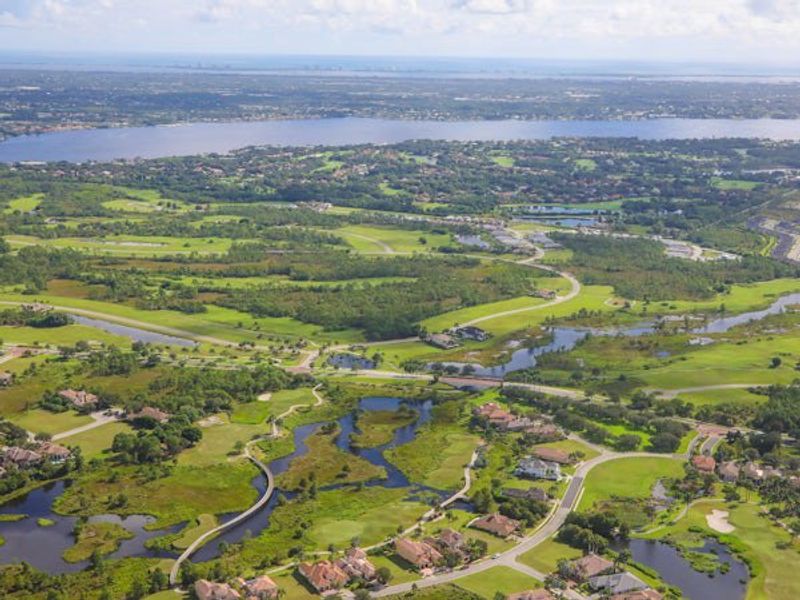 Aerial view of the Tesoro Club community in Port St. Lucie, FL, showing layout and nearby surroundings (Image 16).