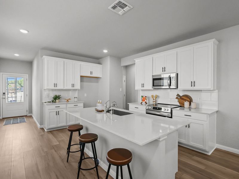 Furnished interior in a model home at Buffalo Way Villas in Houston (Image 5).