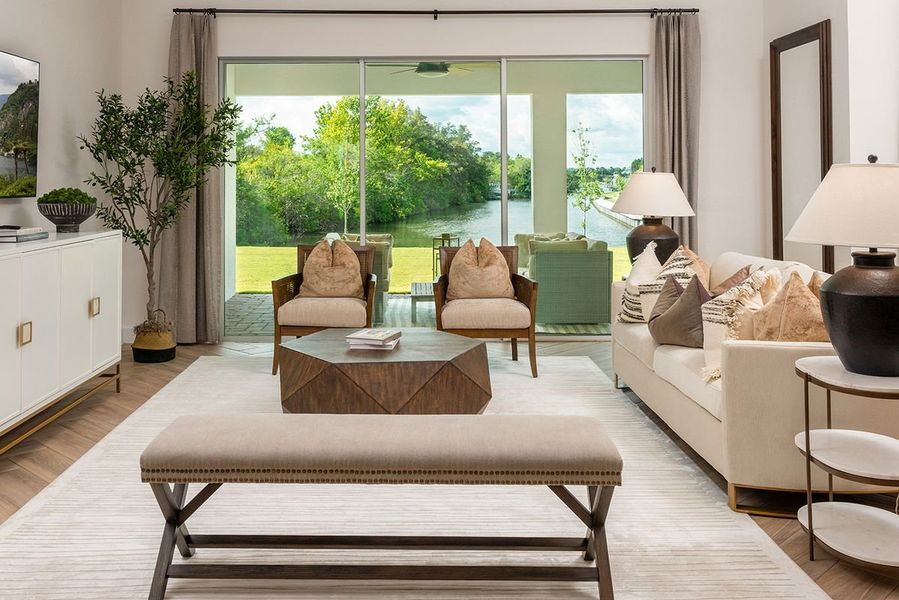 Furnished interior in a model home at Marisol Pointe at MiraBay Signature Series in Apollo Beach (Image 14).