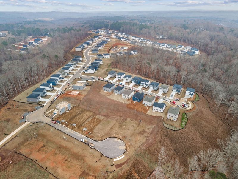 An aerial view of a town. An aerial view of a town.