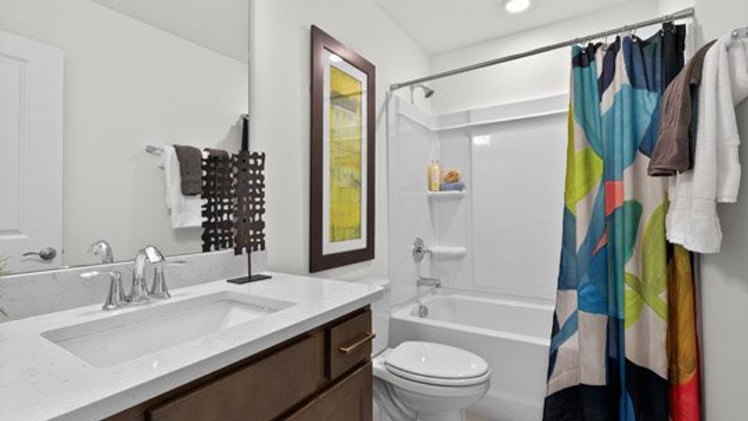 Furnished interior in a model home at The Villas at Galvins Ridge in Sanford (Image 35).