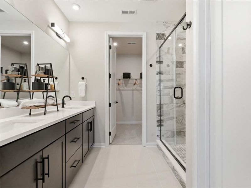 Furnished interior in a model home at Bellflower in Charlotte (Image 18).