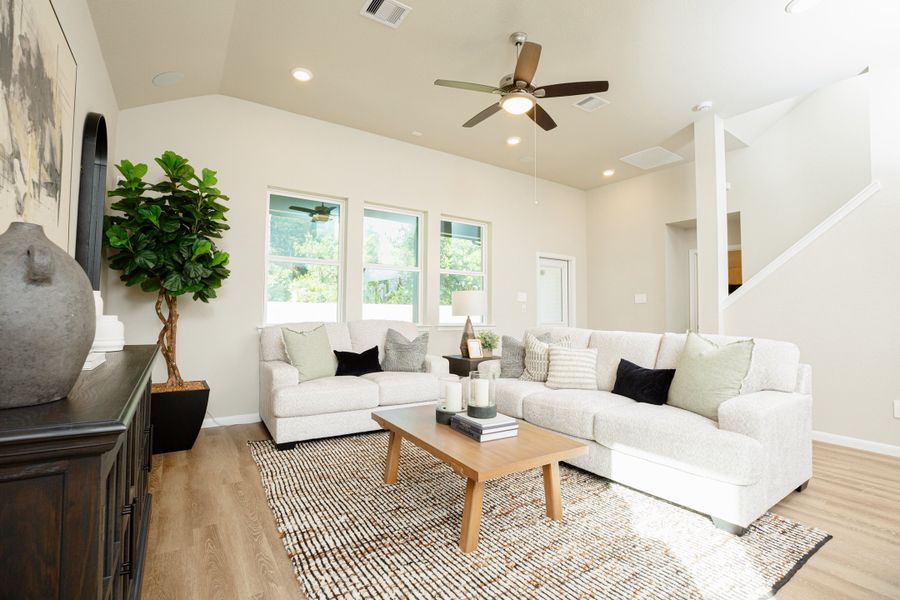Furnished interior in a model home at Sunrise Cove in Texas City (Image 9).