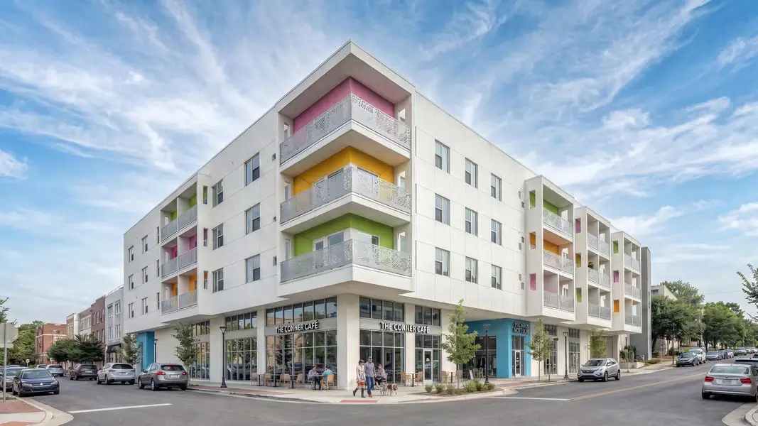 Condo located in IRIS at Mueller, Austin, highlighting architectural design (Image 2). Condo located in IRIS at Mueller, Austin, highlighting architectural design (Image 2).