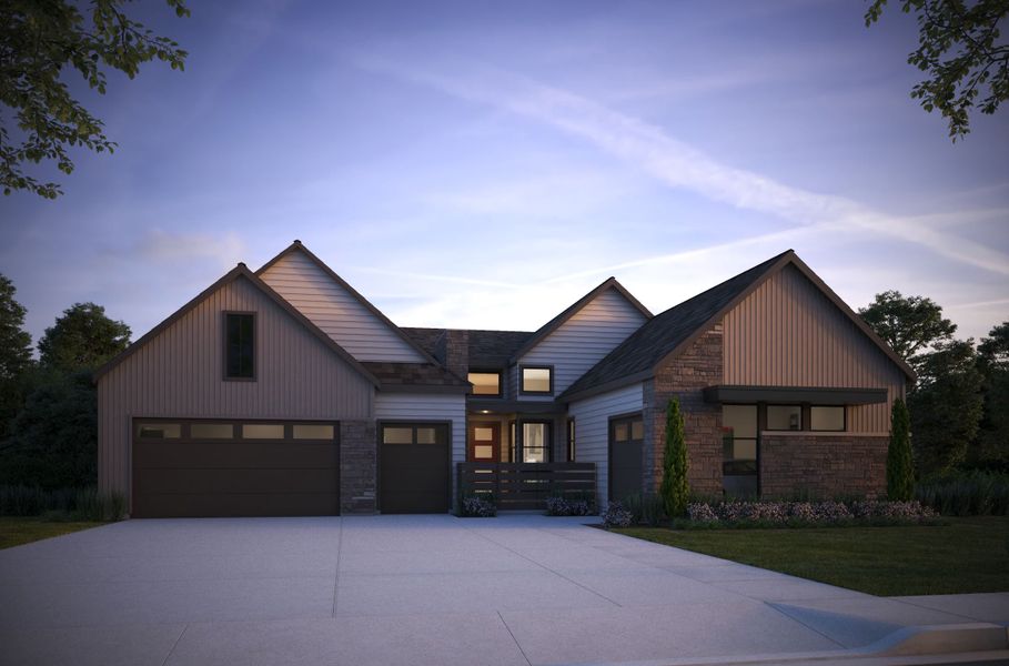 Front exterior of a home in the The Fairways at RainDance community, located in Windsor, CO (Image 17).