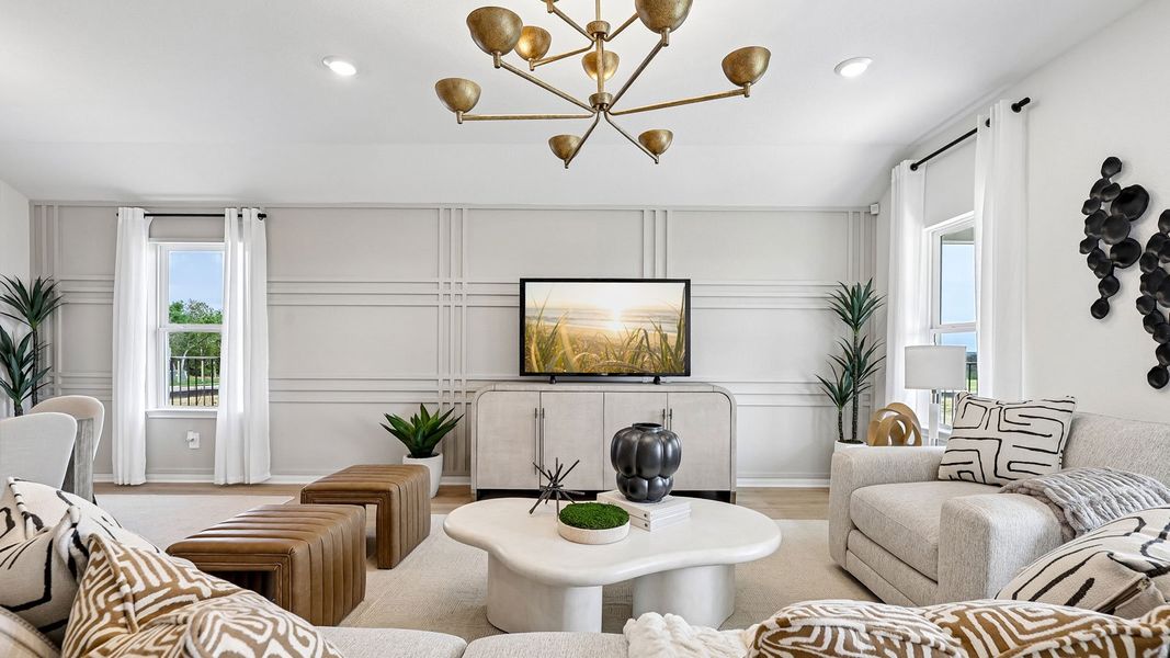 Furnished interior in a model home at Revelry in Del Valle (Image 16). Furnished interior in a model home at Revelry in Del Valle (Image 16).