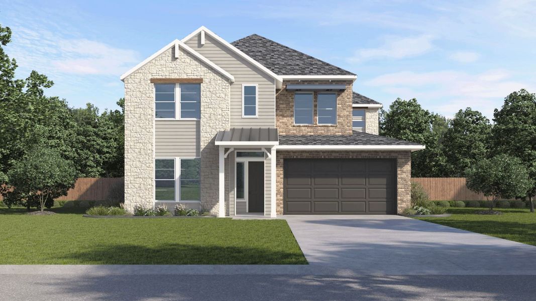 Front exterior of a home in the The Enclave at Bar W Ranch community, located in Leander, TX (Image 12).