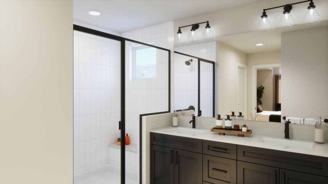 Furnished interior in a model home at Hillcrest Creek in Arvada (Image 12).