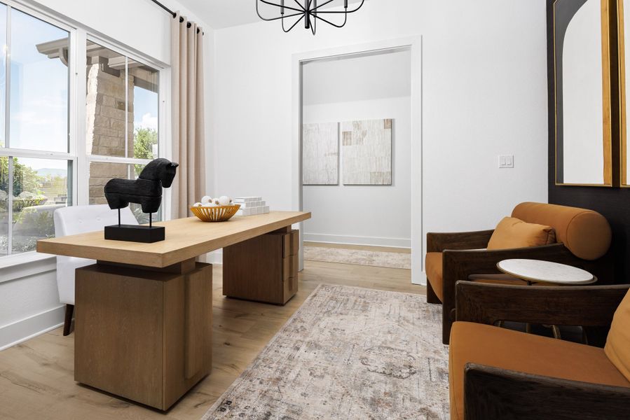 Furnished interior in a model home at The Grove at Blackhawk in Pflugerville (Image 21).