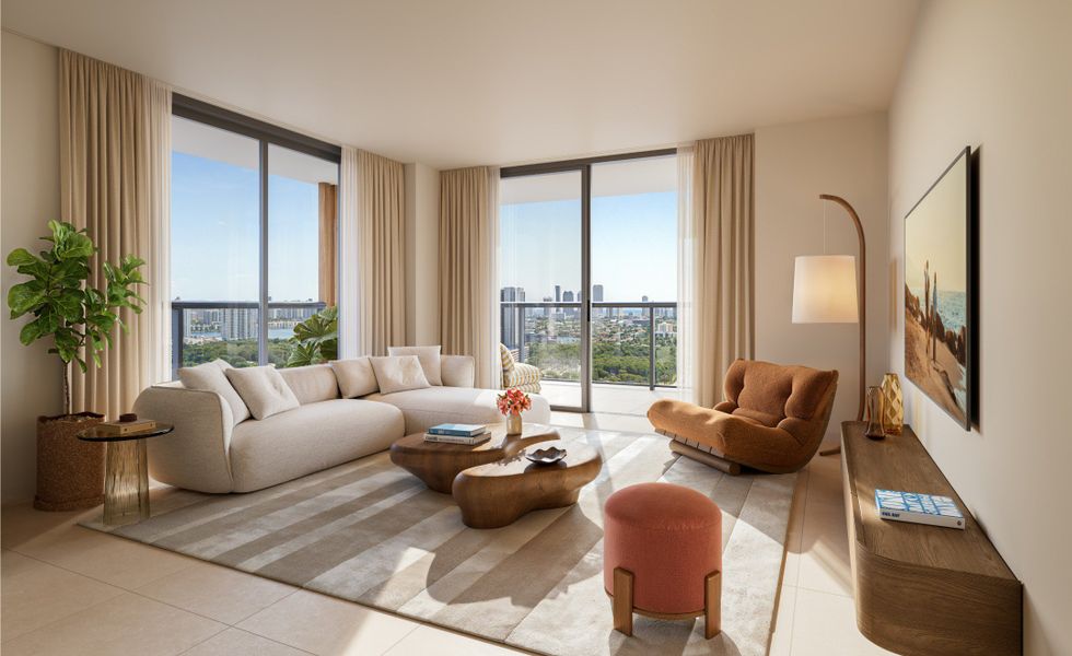 Furnished interior in a model home at The William in North Miami Beach (Image 4).