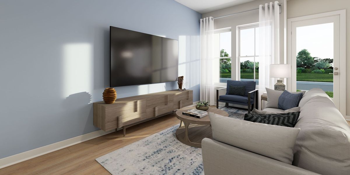 Furnished interior in a model home at Crosscreek Walk – Courtyard in Charleston (Image 5). Furnished interior in a model home at Crosscreek Walk – Courtyard in Charleston (Image 5).