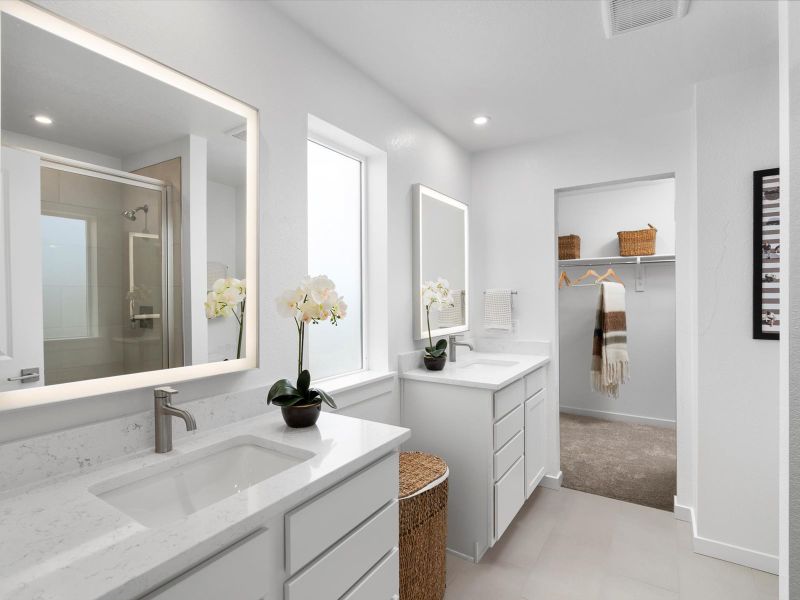 Furnished interior in a model home at Lyric at RidgeGate Townhomes in Lone Tree (Image 5).