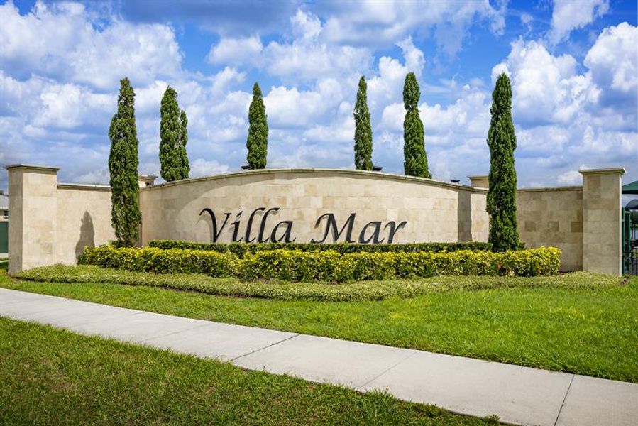 Entrance to the Villa Mar community in Winter Haven, FL, featuring signage and landscaping (Image 1).