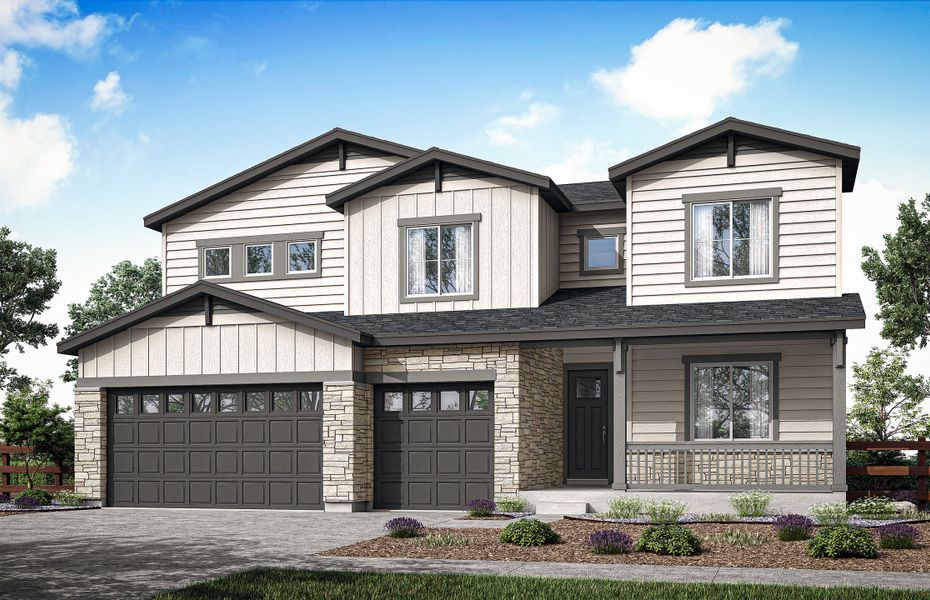 Front exterior of a home in the Ensemble at The Aurora Highlands community, located in Aurora, CO (Image 7).
