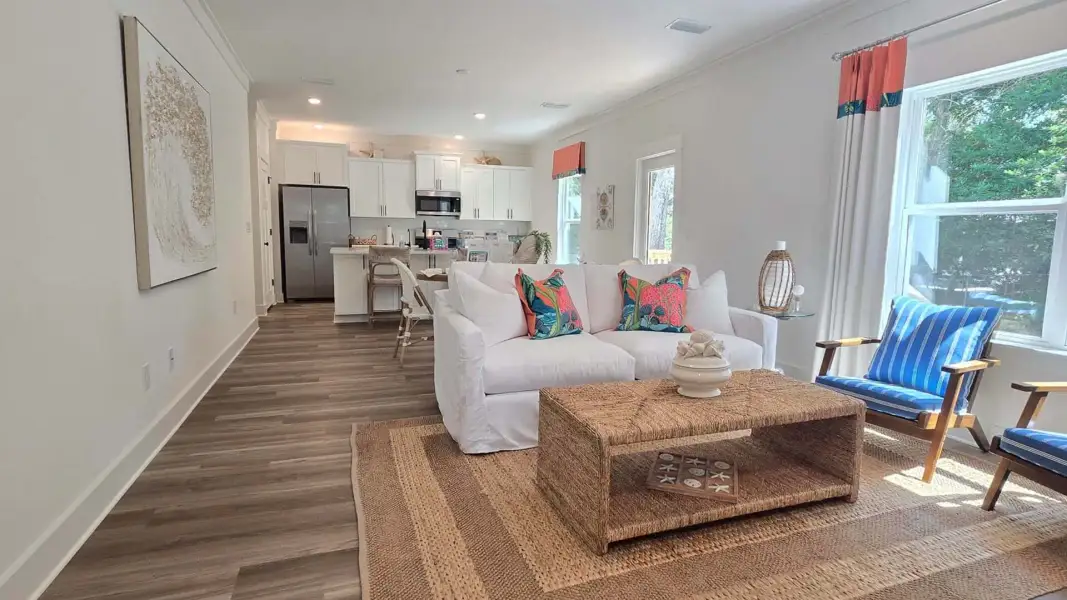 Furnished interior in a model home at Magnolia Lane in Santa Rosa Beach (Image 3). Furnished interior in a model home at Magnolia Lane in Santa Rosa Beach (Image 3).