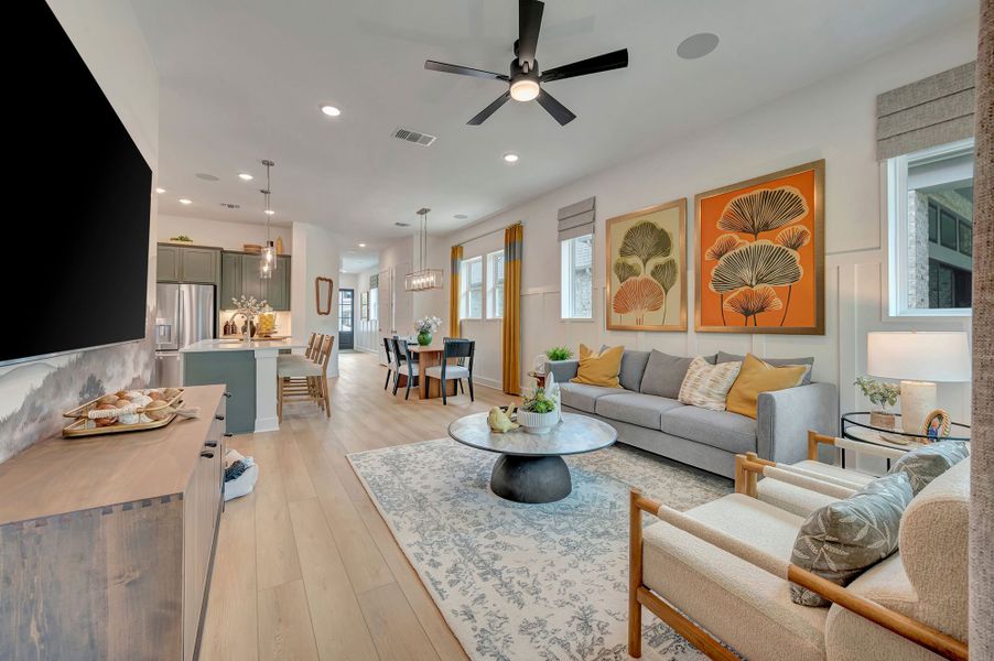 Furnished interior in a model home at Kissing Tree – Grove Series in San Marcos (Image 9).